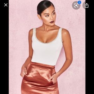 House of CB Simara Bodysuit Crystal Neckline XS